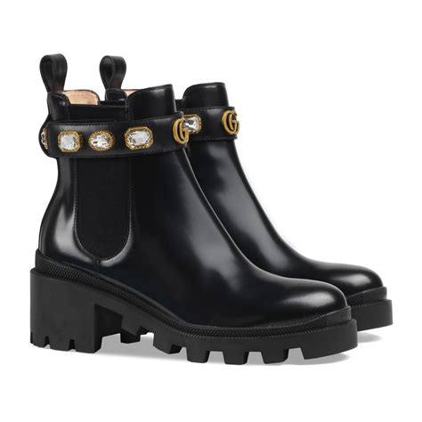 gucci leather ankle boot with belt dupe|Gucci black leather ankle boots.